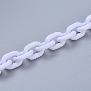 Acrylic Handmade Cable Chains, Oval, White, 19x14x4mm, about 39.37 inch(1m)/strand(AJEW-JB00527-01)
