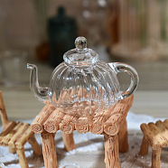 Mini Glass Teapot, Micro Landscape Dollhouse Accessories, Pretending Prop Decorations, Clear, 30x31mm(BOTT-PW0011-41G)