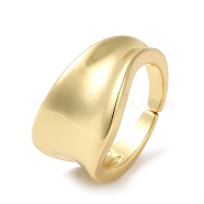 Rack Plating Brass Twist Open Cuff Rings, Cadmium Free & Lead Free, Real 18K Gold Plated, US Size 6 1/2(16.9mm)(RJEW-E290-04G)