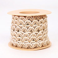 Natural Hollow-Out Burlap Lace Ribbon, Hemp Ribbon for DIY Craft Party Wrapping, Antique White, 1/4 inch(5mm), about 5.47 Yards(5m)/Roll(FABR-PW0001-245A)