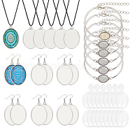 DIY Blank Oval Alloy Jewelry Set Making Kits, Pendant Necklace & Dangle Earrings & Link Bracelet, Antique Silver & Platinum, 65~450mm(SJEW-AB00001)