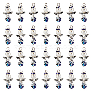 Elite 30Pcs Evil Eye Resin Pendants, with Tibetan Style Alloy Beads and Imitation Pearl Acrylic Beads, Angle Charm, Antique Silver, 28x14x8mm, Hole: 4mm(FIND-PH0008-15)