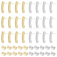 60Pcs 2 Colors 304 Stainless Steel Stud Earring Findings, with Vertical Loops, Rectangle, with 60Pcs Ear Nuts, Golden & Stainless Steel Color, 21x6mm, Hole: 2.4mm, Pin: 0.7mm, 30Pcs/color(STAS-UN0046-14)