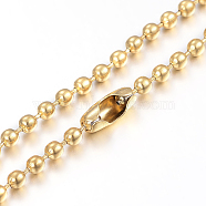 304 Stainless Steel Ball Chain Necklaces Making, Round, Golden, 29.5 inch(75cm), 2mm(MAK-I008-01G-A02)