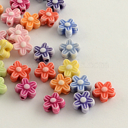 Craft Style Acrylic Beads, Flower, Mixed Color, 9x5mm, Hole: 2mm, about 2500pcs/500g(MACR-Q157-M31)