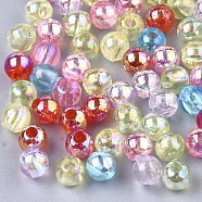 Transparent Plastic Beads, AB Color Plated, Round, Mixed Color, 4mm, Hole: 1.4mm, 10000pcs/250g(OACR-S026-4mm-M)