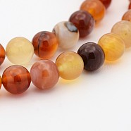 Natural Red Agate Dyed Round Bead Strands, 8mm, Hole: 1mm, about 49pcs/strand, 15.7 inch(G-P070-20-8mm)