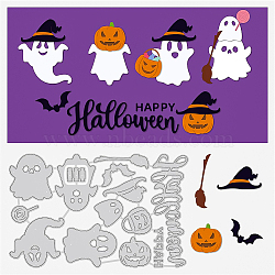 Halloween Theme Carbon Steel Cutting Dies Stencils, for DIY Scrapbooking, Photo Album, Decorative Embossing, Paper Card, Matte Platinum Color, Ghost Pattern, 14.4x9.2x0.08cm(DIY-WH0309-220)