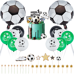 SUNNYCLUE Football Paper Cake Toppers, Plastic Football, Aluminum Film Ballons, Rubber Inflatable Balloons, Foam with Wire Christmas Berry, Mixed Color, 60~502x26~142x0.1~4mm(AJEW-SC0002-76)