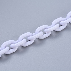 Acrylic Handmade Cable Chains, Oval, White, 19x14x4mm, about 39.37 inch(1m)/strand(AJEW-JB00527-01)