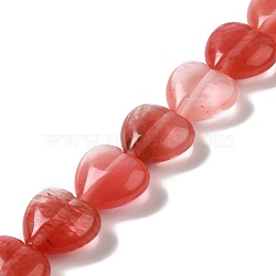 Cherry Quartz Glass Beads Strands, Heart, 15x16x7.5mm, Hole: 1mm, about 12pcs/strand, 6.97''~7.09''(17.7~18cm)(G-K335-01G)