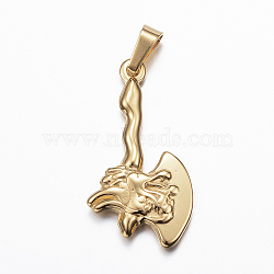 Ion Plating(IP) 304 Stainless Steel Pendants, Axe, Golden, 38x18x4mm, Hole: 4x8mm(STAS-K162-014G)