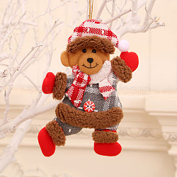 Christmas Cloth Bear Doll Hanging Ornaments, Pendant for Home Tree Decorations, Colorful, 180x130mm(BEAR-PW0001-77B)