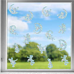 16 Sheets 4 Styles Waterproof PVC Colored Laser Stained Window Film Static Stickers, Electrostatic Window Decals, Angel & Fairy Pattern, 350x840mm, 4 sheets/style(DIY-WH0314-091)
