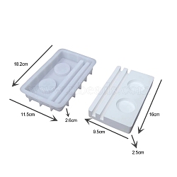 Food Grade Letter Decoration Candlestick Silicone Molds, for Plaster, Cement Craft Making, Rectangle, 18.2x11.5x2.6cm(PW-WG232F1-02)