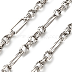 304 Stainless Steel Paperclip & Rolo Link Chains, Unwelded, Stainless Steel Color, 19x6.5x1.5mm(CHS-A016-49P-A)