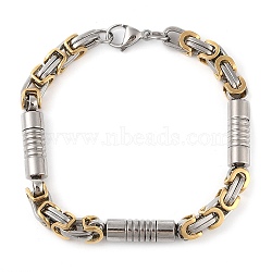 PVD Vacuum Plating 201 Stainless Steel Column Link & Byzantine Chain Bracelets, 304 Stainless Steel Clasps, Golden & Stainless Steel Color, 8-7/8 inch(22.5cm)(BJEW-Z023-09P-1)