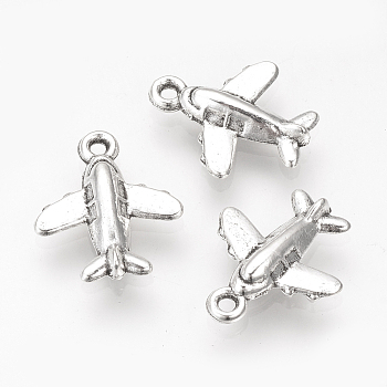 Tibetan Style Alloy Charms, Airplane, Cadmium Free & Lead Free, Antique Silver, 15.5x13.5x3.5mm, Hole: 1.5mm, about 1540pcs/1000g