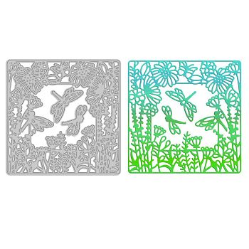 Carbon Steel Cutting Dies Stencils, for DIY Scrapbooking/Photo Album, Decorative Embossing DIY Paper Card, Matte Platinum Color, Dragonfly Pattern, 10.1x10.1x0.08cm