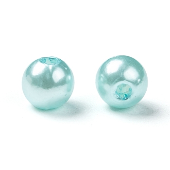 Imitation Pearl Acrylic Beads, Dyed, Round, Aquamarine, 6x5.5mm, Hole: 1.5~2mm, about 4500pcs/pound