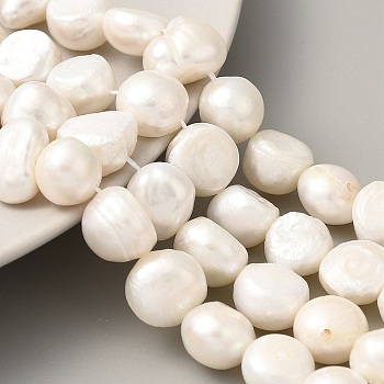 Natural Cultured Freshwater Pearl Beads Strands, Two Sides Polished, Grade 2A, Antique White, 11~12mm, Hole: 0.5mm, about 17pcs/strand, 7.09 inch(18cm)