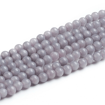 Natural Mashan Jade Round Beads Strands, Dyed, Gray, 4mm, Hole: 1mm, about 98pcs/strand, 15.7 inch