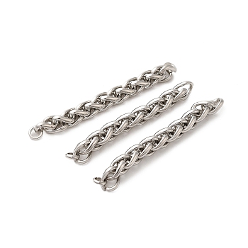 202 Stainless Steel Chain Extender, Stainless Steel Color, 53x6mm, Inner Diameter: 3mm