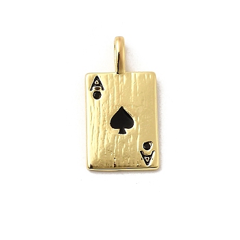 Rack Plating Brass Pendants, with Cubic Zirconia and Enamel, Rectangle with Playing Card Charm, Long-Lasting Plated, Lead Free & Cadmium Free, Real 18K Gold Plated, 19.5x10.5x3.5mm, Hole: 4x2.5mm