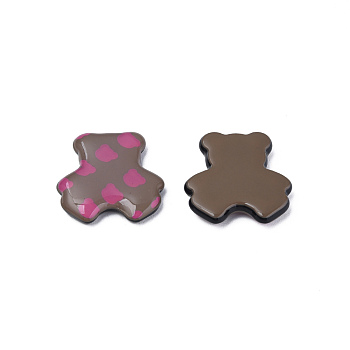 Printed Acrylic Cabochons, Bear with Bear Head Pattern, Rosy Brown, 25.5x24x5mm