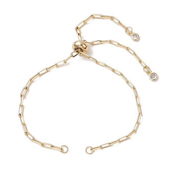 Brass Slider Bracelet Makings, with Paperclip Chains and Slider Beads, Real 18K Gold Plated, 10.63 inch(27cm)