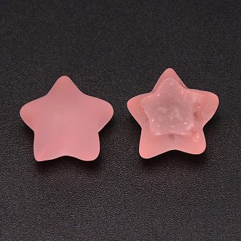 Frosted Resin Cabochons, Star, Pink, 18x19x12mm