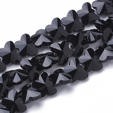 15mm Black Butterfly Glass Beads