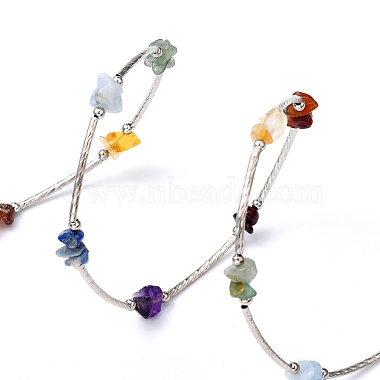Three Loops Natural Gemstone Beaded Wrap Bracelets(X-BJEW-JB02331-03)-3