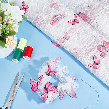 Butterfly Pattern Polyester with PET Embroidery Lace Fabric(DIY-WH0419-45)-5