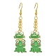 Alloy Enamel Frog Dangle Earrings with Iron Earring Pins for Women(EJEW-JE05421-02)-1
