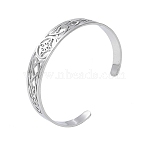 Non-Tarnish Hollow Out Knot 304 Stainless Steel Open Cuff Bangles for Women, Stainless Steel Color, Inner Diameter: 2-3/8 inch(6.1cm)(BJEW-G701-02P)