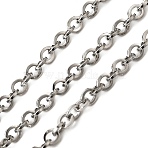 304 Stainless Steel Rolo Chains, Soldered, with Spool, Stainless Steel Color, 3.5x4.5x0.8mm(CHS-B015-07P)