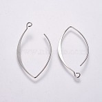 Rack Plating Alloy Earring Hooks, with Horizontal Loop, Platinum, 38.5x18.8x0.2mm, 32 Gauge, Hole: 1.4x2mm(PALLOY-WH0065-33P)