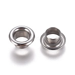 Non-Tarnish European Style 201 Stainless Steel Eyelet Core, Grommet for Large Hole Beads, Flat Round, Stainless Steel Color, 9x4mm, Hole: 5mm(STAS-E474-09B-P)