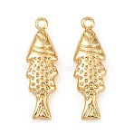 Ocean Theme Brass Pendants, Long-Lasting Plated, Nickel Free, Real 18K Gold Plated, Fish, 23x7x3mm, Hole: 1.5mm(X1-KK-F902-07J-G)