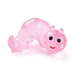 Luminous Resin Worm Ornament, Glow in The Dark, Micro Landscape Garden Decoration, Hot Pink, 13x25x20mm(DJEW-R011-01B-04)