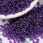 MIYUKI Round Rocailles Beads, Japanese Seed Beads, 8/0, (RR352) Fuchsia Lined Aqua Luster, 8/0, 3mm, Hole: 1mm, about 422~455pcs/10g(X-SEED-G008-RR0352)