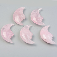 Natural Rose Quartz Beads, No Hole/Undrilled, Moon, 57~62x28~31.5x12.5~13.5mm(G-T132-021)