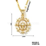 Brass Pave Clear Cubic Zirconia Star Shape Pendant Necklaces for Women, Golden, 15.75 inch(40cm)(PJ6114-1)