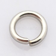 Tarnish Resistant 304 Stainless Steel Open Jump Rings, Stainless Steel Color, 9x1mm, 18 Gauge, Inner Diameter: 7mm(STAS-E067-07-9mm)