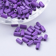Spray Painted Alloy Beads, Tube, Medium Purple, 6x3mm, Hole: 1.2mm(PALLOY-G268-N01-028)