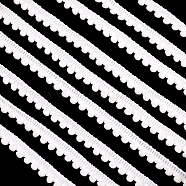 Elite Polyester Lace Trim, Single Edge with Pom Poms Ball Trimming, Garment Accessories, White, 1/2 inch(12mm), about 24~25 yards/set(SRIB-PH0001-25C)