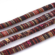Ethnic Style Cloth Cords, with Cotton Cord Inside, Sienna, 6.5~7x5mm, about 109.36 yards(100m)/bundle(OCOR-S034-32)