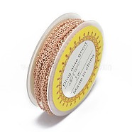Electroplate Brass Textured Cable Chains, with Spool, Soldered, Flat Oval, Matte Rose Gold, 3x2.4x0.2mm, about 16.4 Feet(5m)/roll, 5rolls/group(CHC-L041-04MRG)