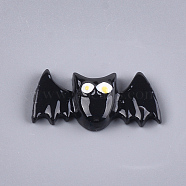 Resin Cabochons, Bat, Black, 14x28.5x5.5mm(CRES-T010-16B)